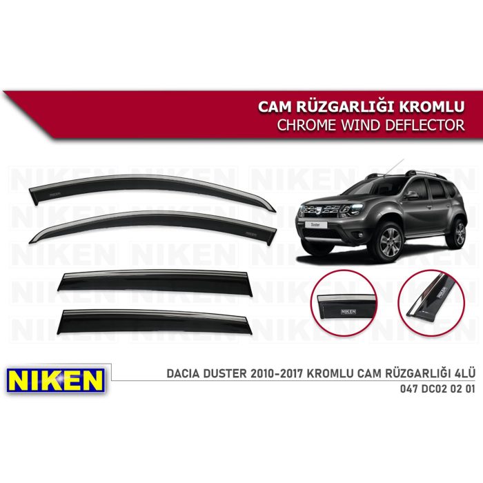 Niken Dacia Duster 2010-2017 Kromlu Cam Rüzgarlığı 4 lü