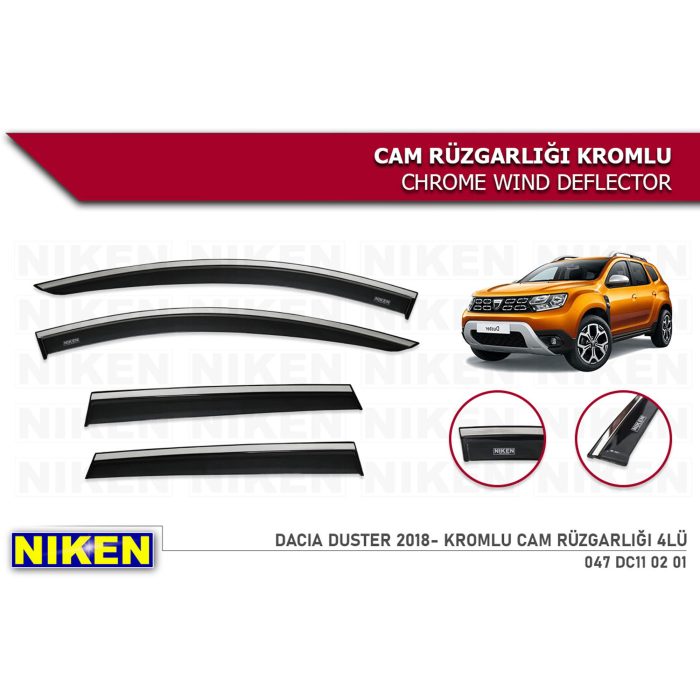 Niken Dacia Duster 2018-2021 Kromlu Cam Rüzgarlığı 4 lü
