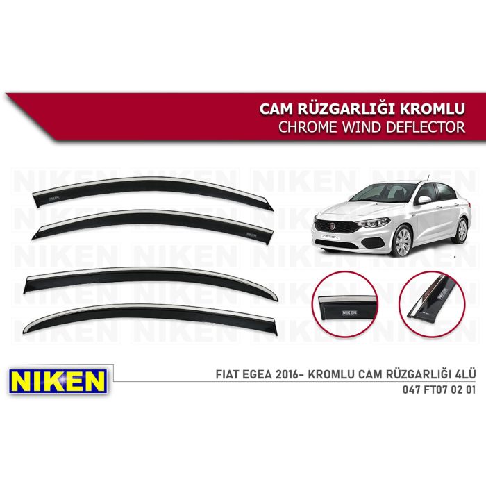 Niken Fiat Egea HB-SD 2016-2021 Kromlu Cam Rüzgarlığı 4 lü