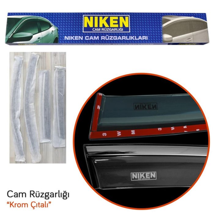Niken Fiat Linea 2007–Sonrası Kromlu Mugen Cam Rüzgarlığı 4 lü