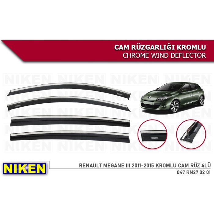 Niken Renault Megane 3 2011-2015 Kromlu Cam Rüzgarlığı 4 lü