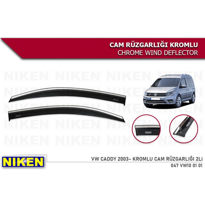 Niken Volkswagen Caddy 2003-2019 Kromlu Cam Rüzgarlığı 2 li
