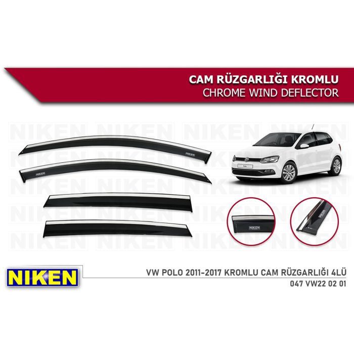 Niken VW Polo 2011-2016 Kromlu Cam Rüzgarlığı 4 lü